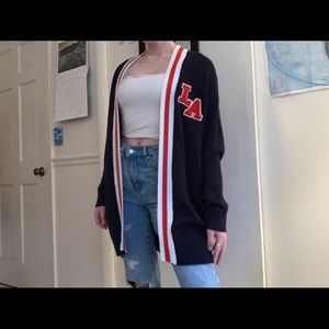 H&M navy varsity letter cardigan